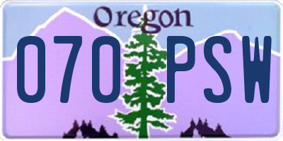 OR license plate 070PSW
