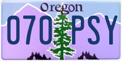 OR license plate 070PSY