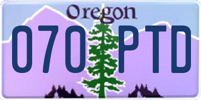 OR license plate 070PTD