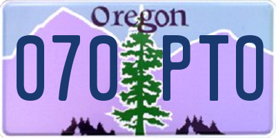 OR license plate 070PTO