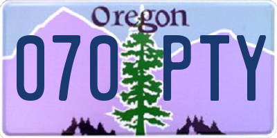 OR license plate 070PTY