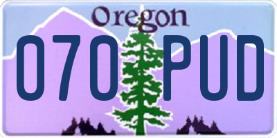 OR license plate 070PUD