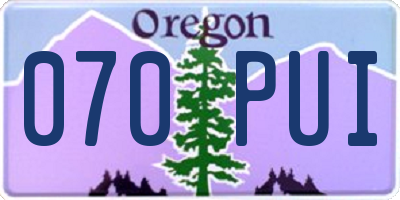 OR license plate 070PUI