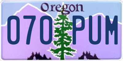 OR license plate 070PUM