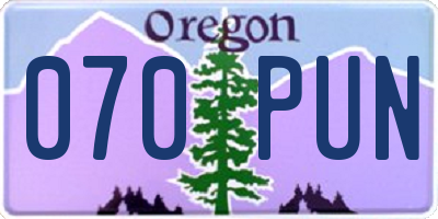 OR license plate 070PUN