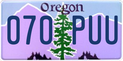 OR license plate 070PUU