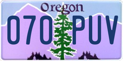 OR license plate 070PUV