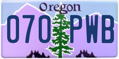OR license plate 070PWB