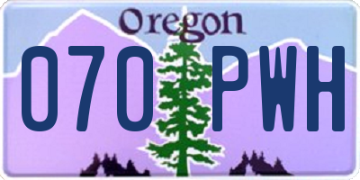 OR license plate 070PWH