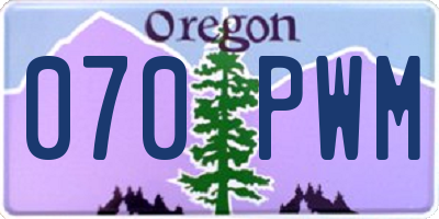 OR license plate 070PWM