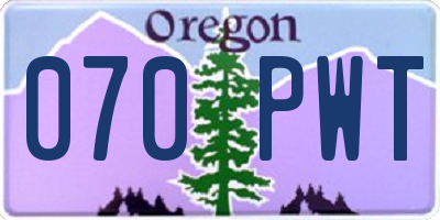 OR license plate 070PWT