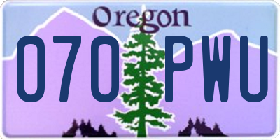 OR license plate 070PWU