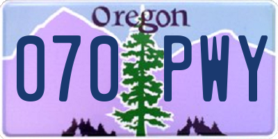 OR license plate 070PWY