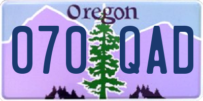 OR license plate 070QAD