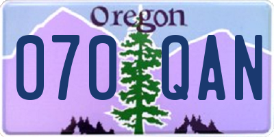 OR license plate 070QAN