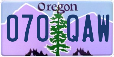 OR license plate 070QAW
