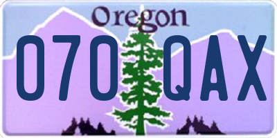 OR license plate 070QAX