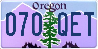 OR license plate 070QET