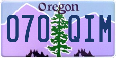 OR license plate 070QIM