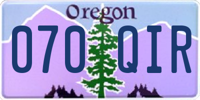 OR license plate 070QIR