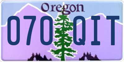 OR license plate 070QIT