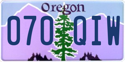 OR license plate 070QIW