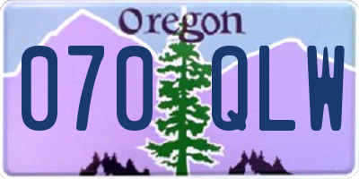 OR license plate 070QLW