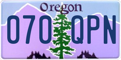 OR license plate 070QPN