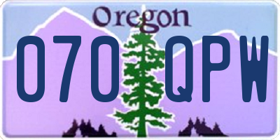 OR license plate 070QPW