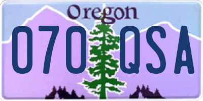 OR license plate 070QSA