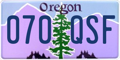 OR license plate 070QSF