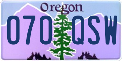 OR license plate 070QSW