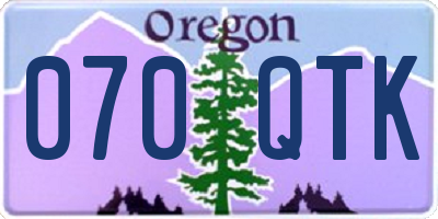 OR license plate 070QTK