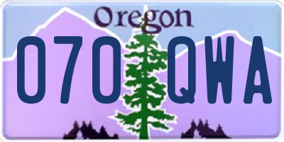 OR license plate 070QWA