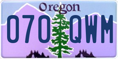 OR license plate 070QWM