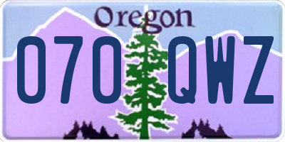 OR license plate 070QWZ