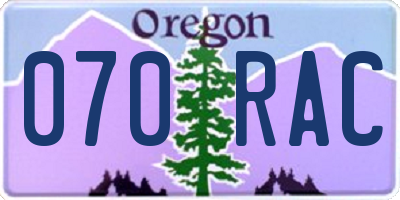 OR license plate 070RAC