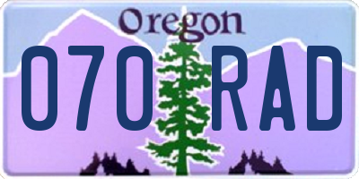 OR license plate 070RAD
