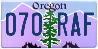 OR license plate 070RAF