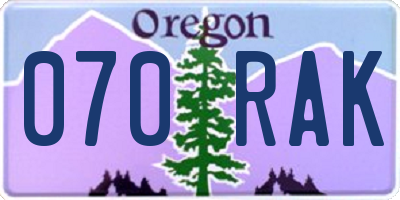 OR license plate 070RAK