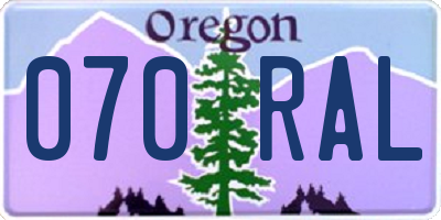 OR license plate 070RAL