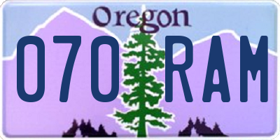OR license plate 070RAM