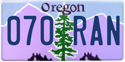 OR license plate 070RAN
