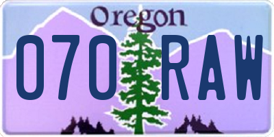 OR license plate 070RAW