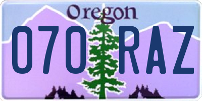 OR license plate 070RAZ