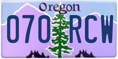 OR license plate 070RCW