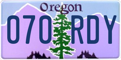 OR license plate 070RDY