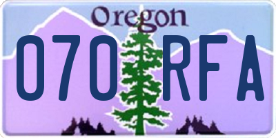 OR license plate 070RFA