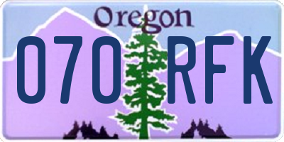 OR license plate 070RFK