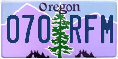 OR license plate 070RFM